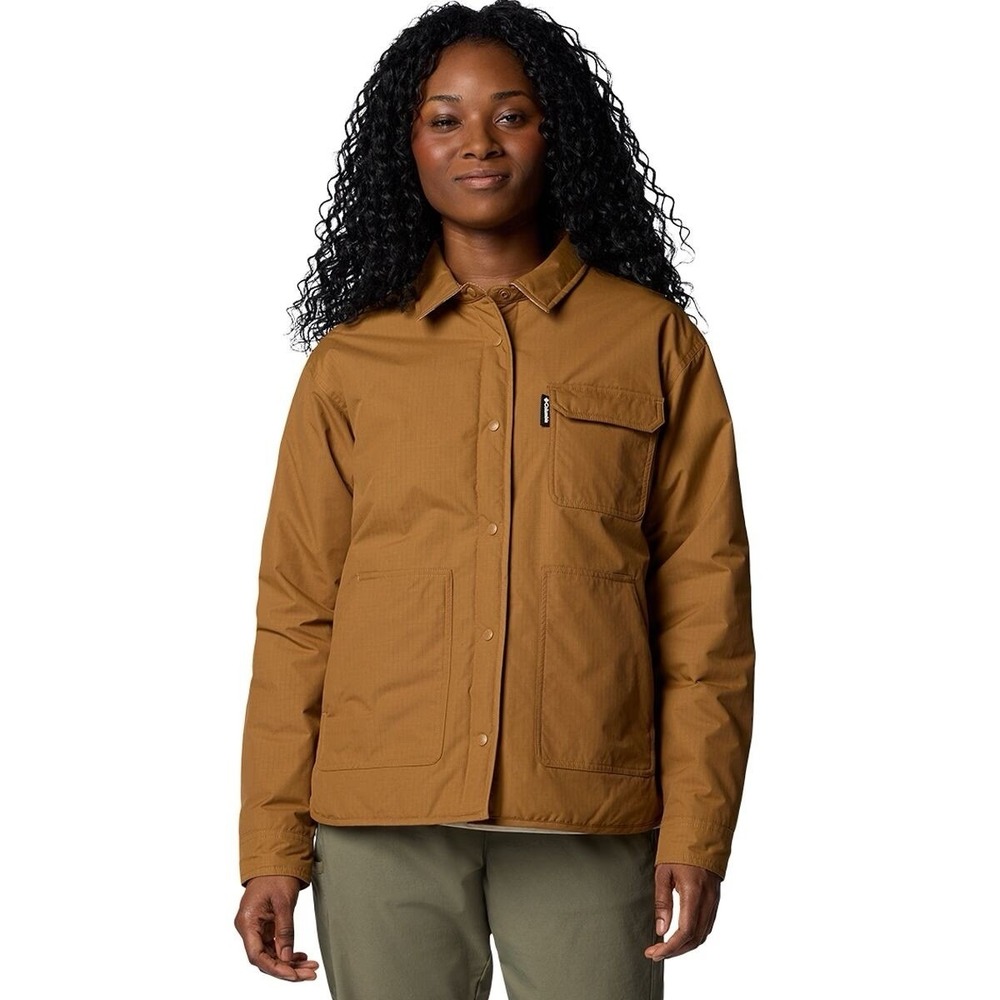 Columbia Womens Longhorn Ridge Reversible Shirt Jacket Brown Med NWT $130 MSRP